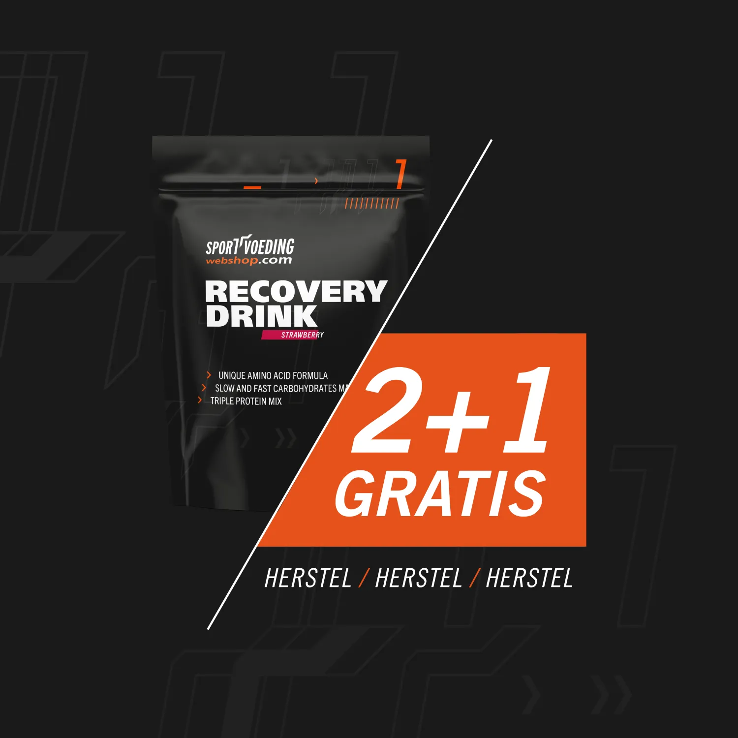 SportvoedingWebshop Recovery Drink 500 gram 2+1 gratis 