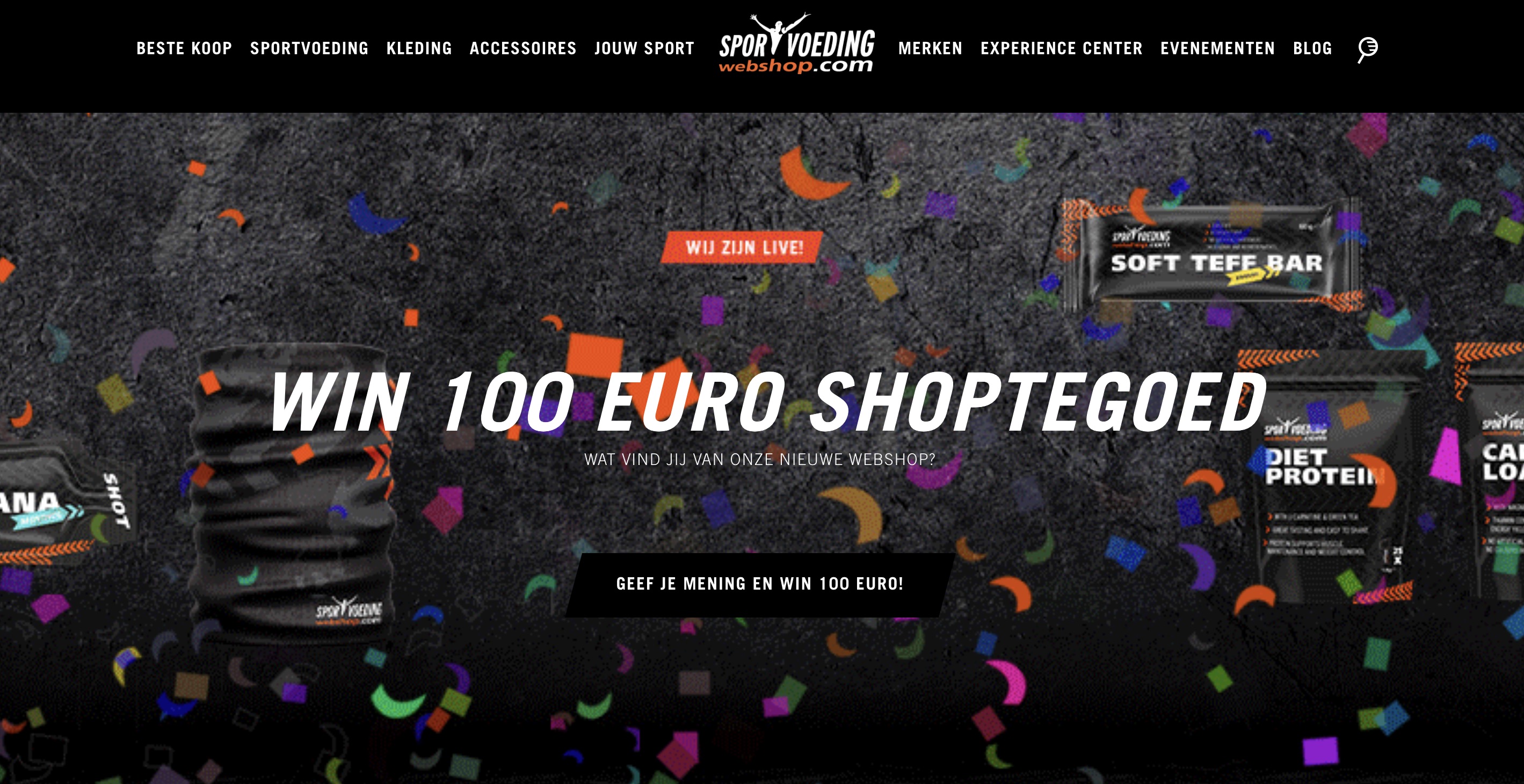 Marktleider SportvoedingWebshop lanceert website. Win euro | SportvoedingWebshop